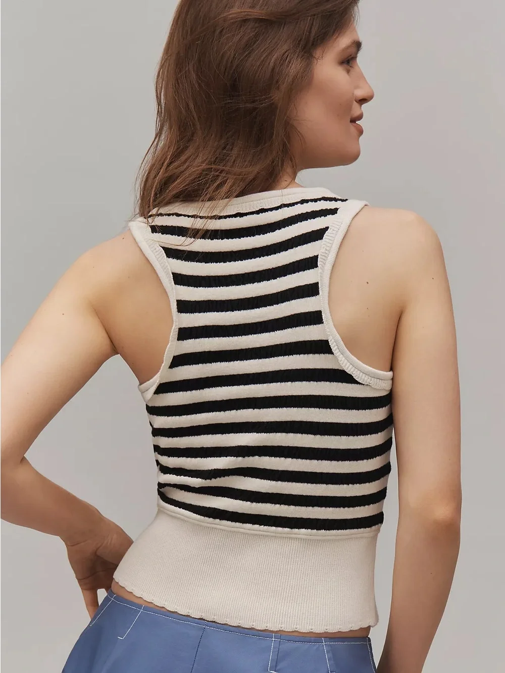 Anthropologie Maeve Textured Crop Tank Size Large - Picture 3 of 8